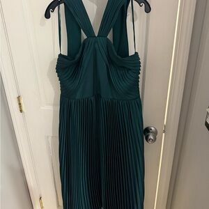 Emerald Green Pleated Dress
